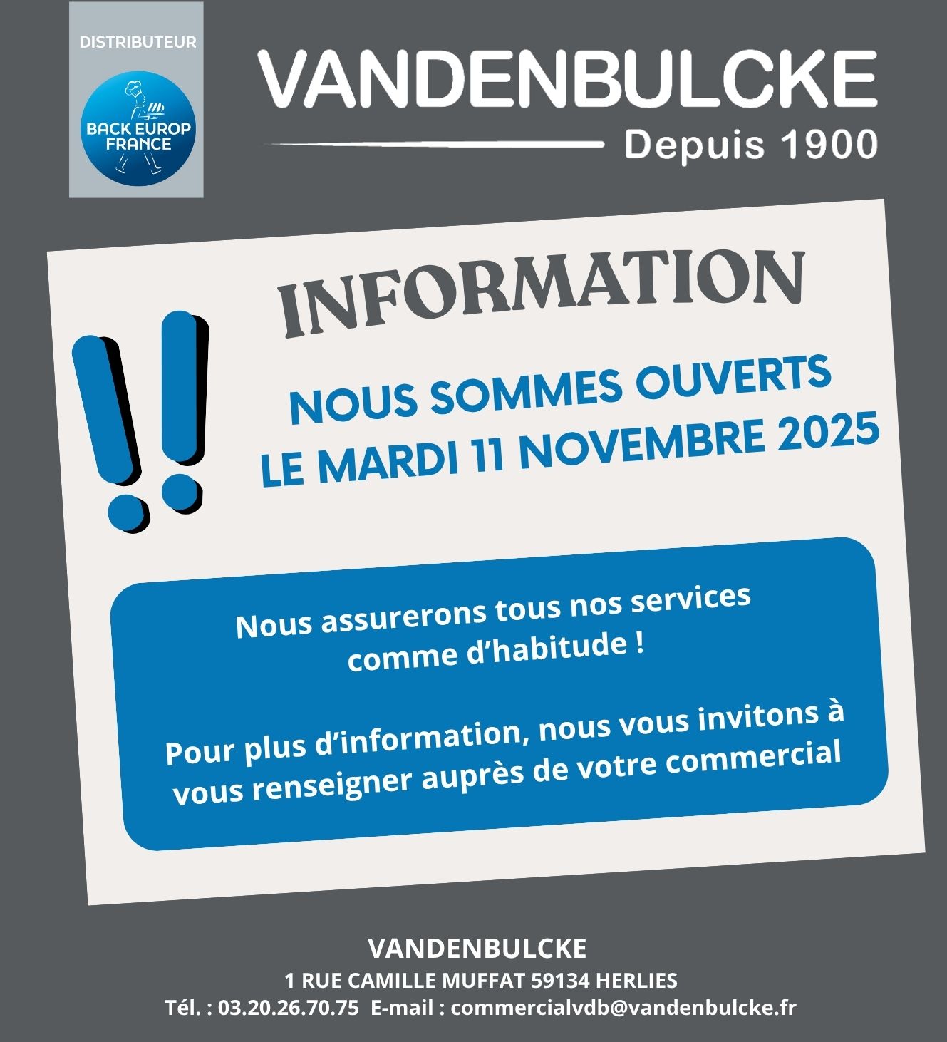 Information Ouverture le 11 novembre 2025
